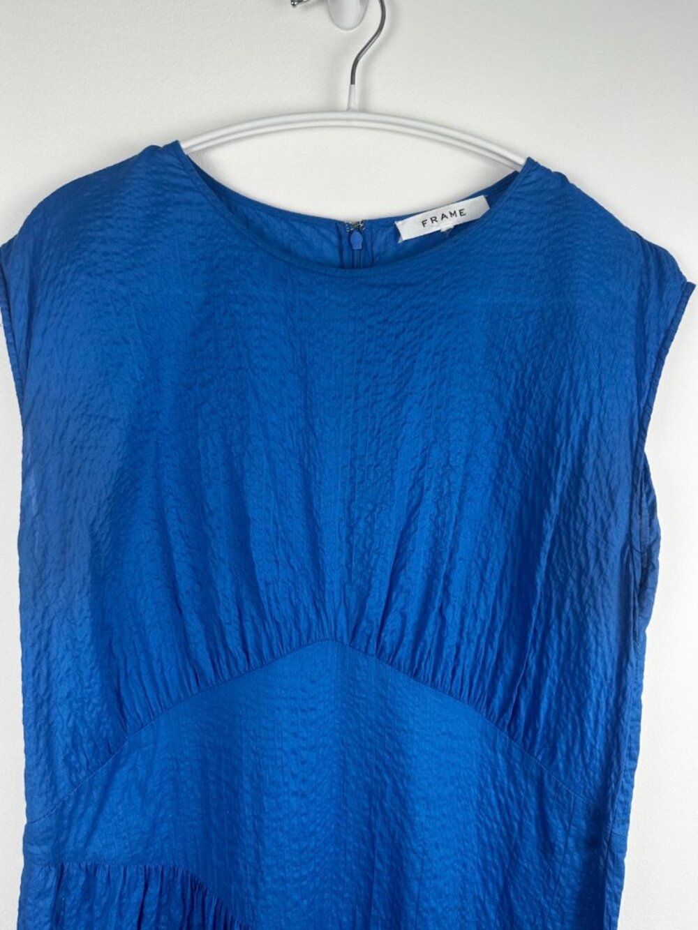 FRAME Women’s Blue 100% Cotton Tiered Maxi Dress Cap Sleeve LWWD0583 - Picture 2 of 9